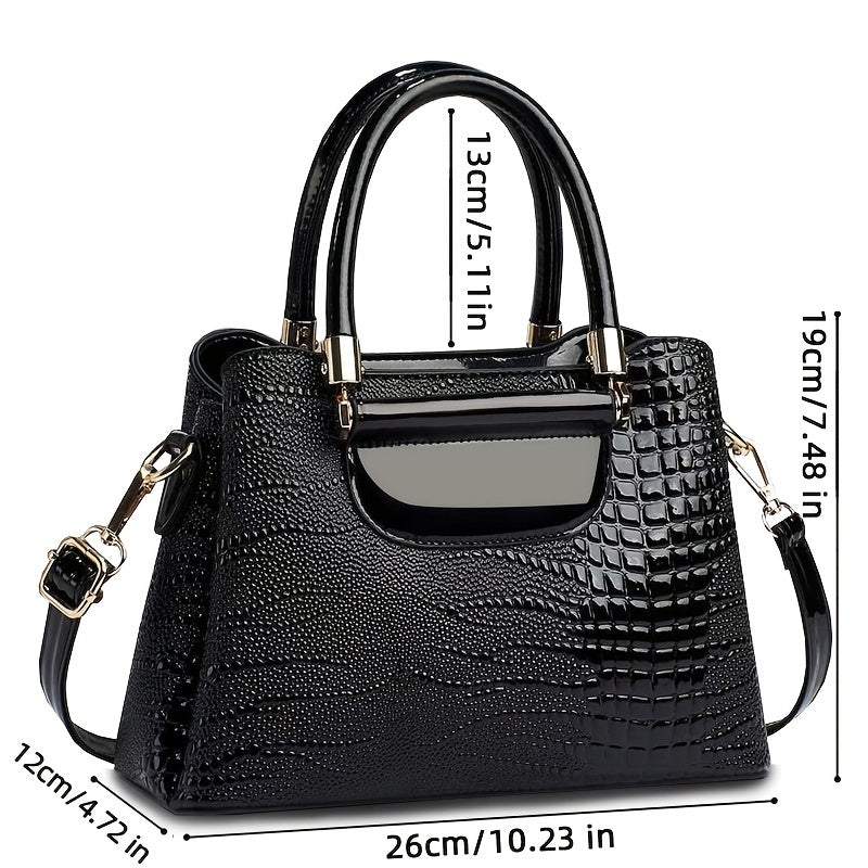 Stylish Women's Crocodile Embossed Faux Leather Crossbody Bag - Trendy & Removable Strap!