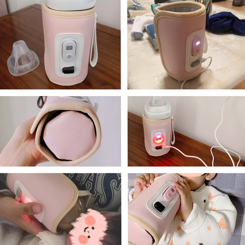 USB Cartoon Milk Warmers With Three Degrees Of Temperature Adjustment And Display, Portable Milk Bottle Insulation Sleeve At Home And Outdoors, Heated Constant Temperature Milk Bottle Sleeve