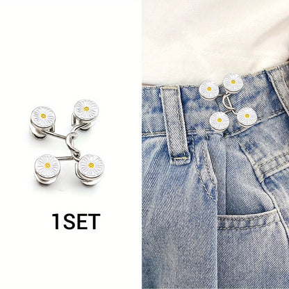 1 Set Of Pant Waist Tightener Instant Jean Buttons For Loose Jeans Pants Clips For Waist Detachable Jean Buttons Pins No Sewing Waistband Tightener