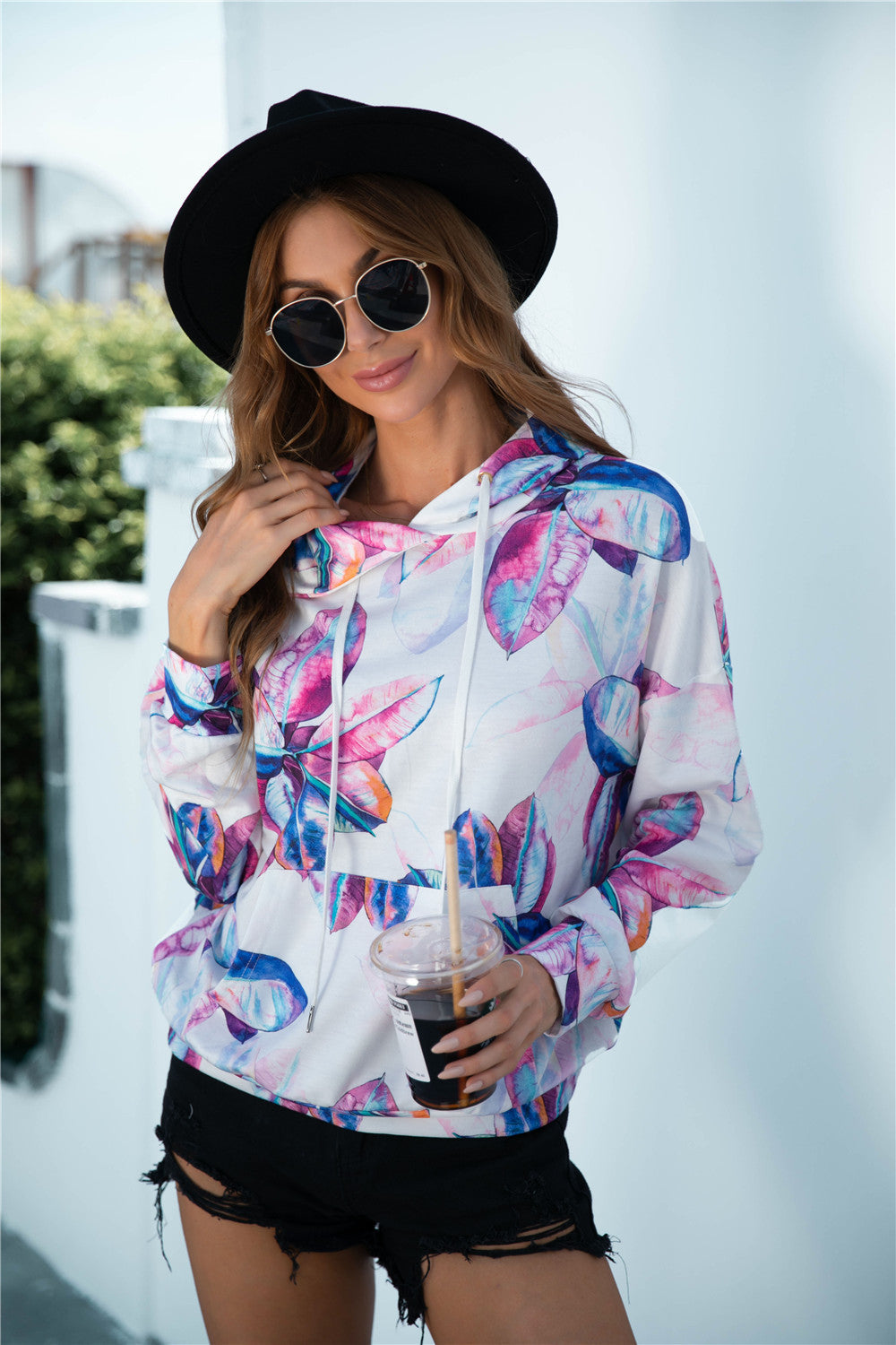 Printed Dropped Shoulder Hoodie