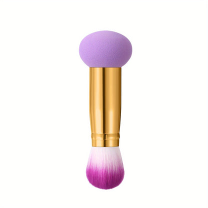 3pcs Foundation Blending Face Brushes With Two Heads Professional Soft Makeup Sponge Fluffy Blusher Brush For Women Beauty, Purple