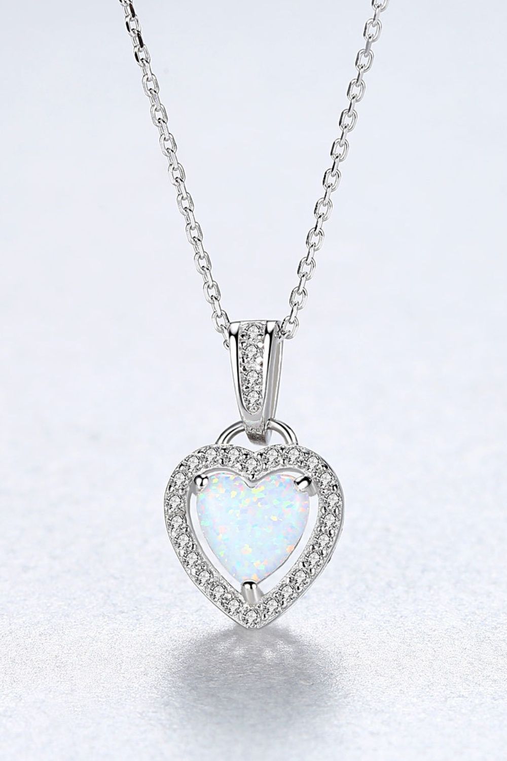 Collier avec pendentif coeur opale en argent sterling 925