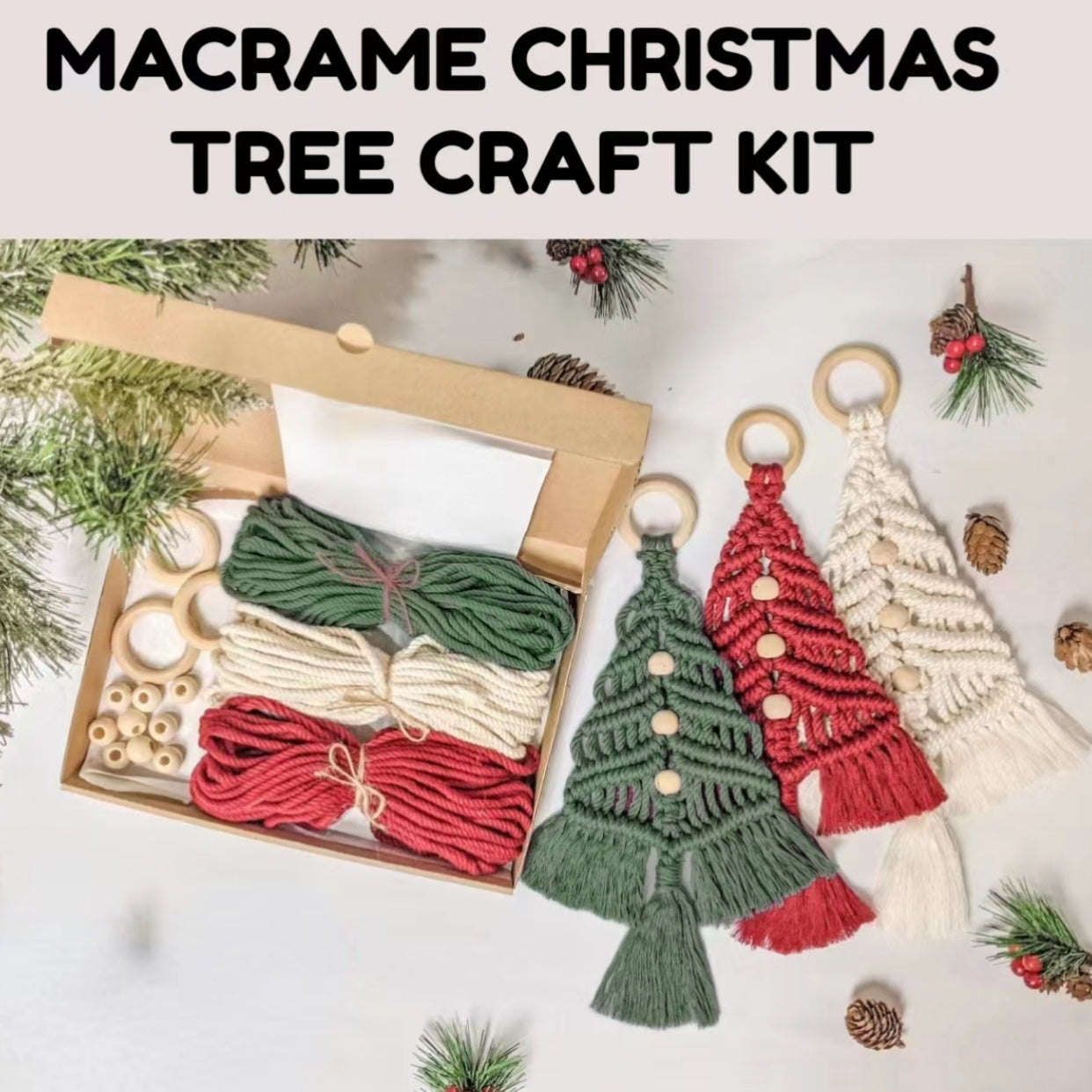 3pcs Woven Christmas Tree DIY Kit: Perfect Holiday Gift for Family & Friends!