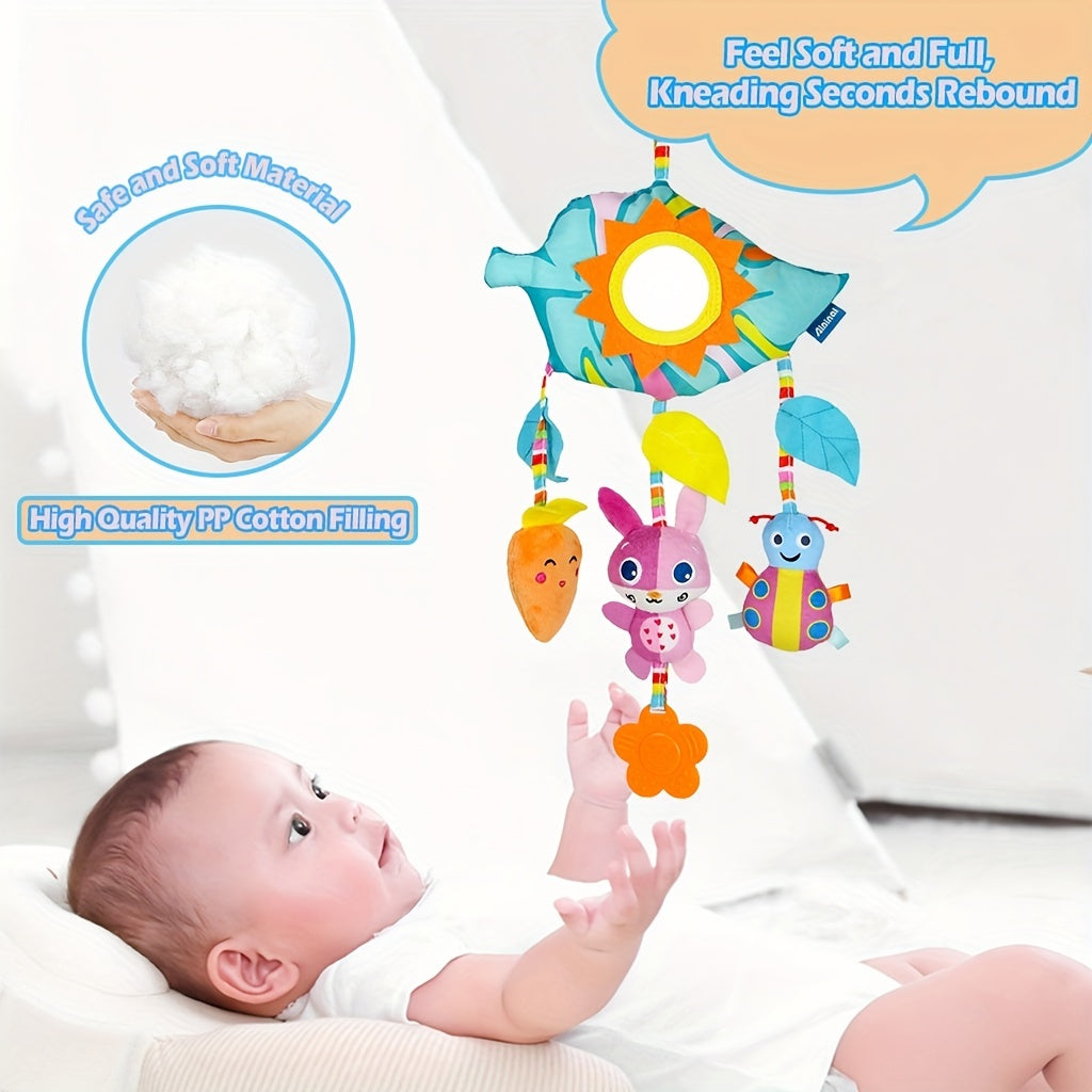 0-3 Years Old Soothing Plush Toy Bed Hanging Stroller - Cute Cartoon Creative Stroller Hanging Bed Hanging Soothing Baby Rainbow Rattle Bed Bell