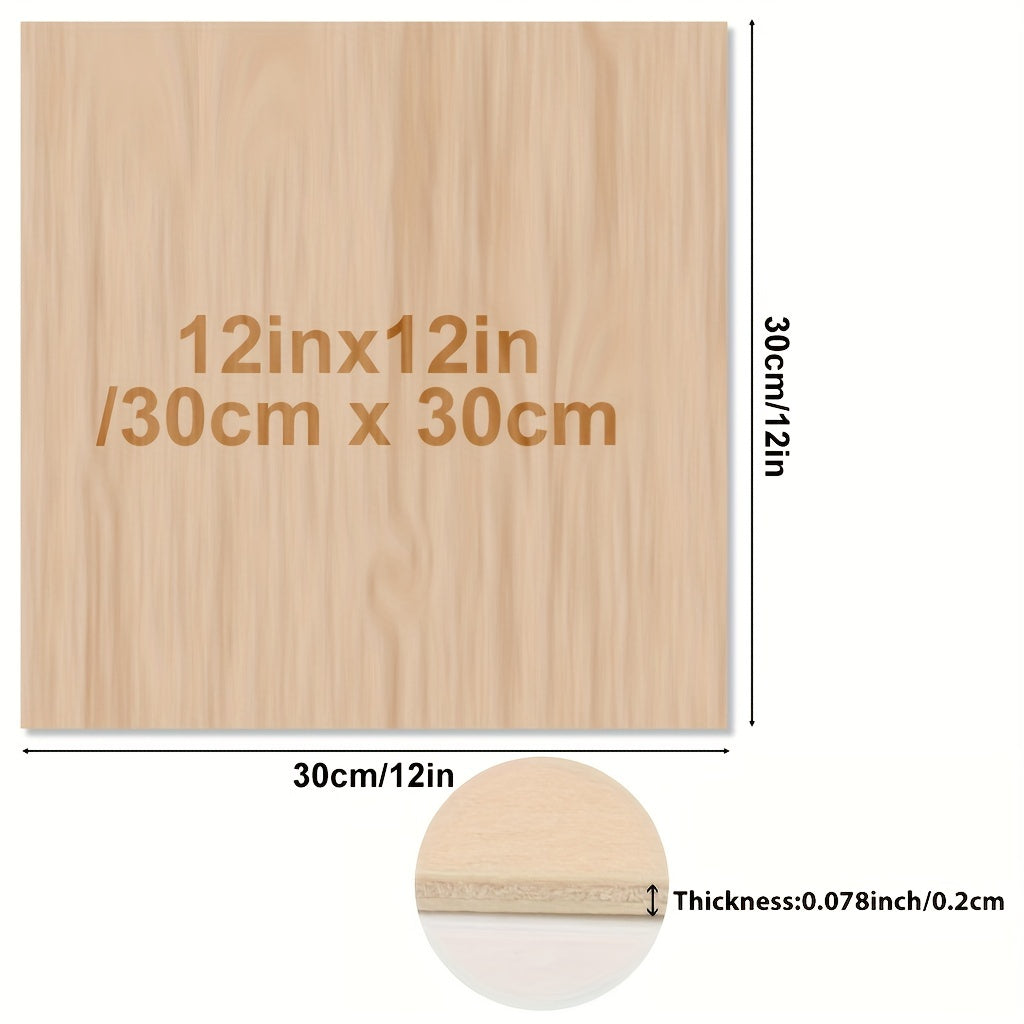 2mm Thick Unfinished Wood Sheets - Perfect for Laser Cutting, Wood Burning, Architectural Models & Staining!