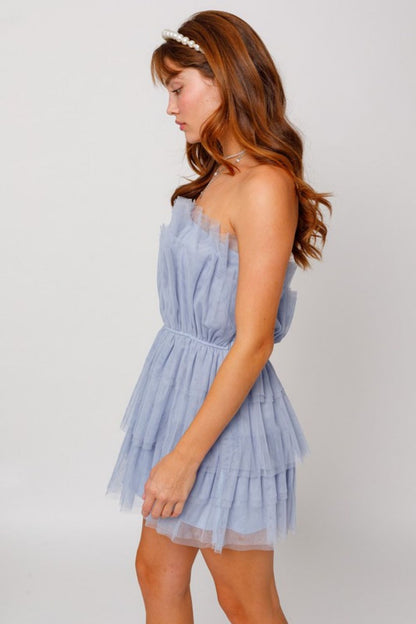 Gilli Strapless Layered Mesh Dress