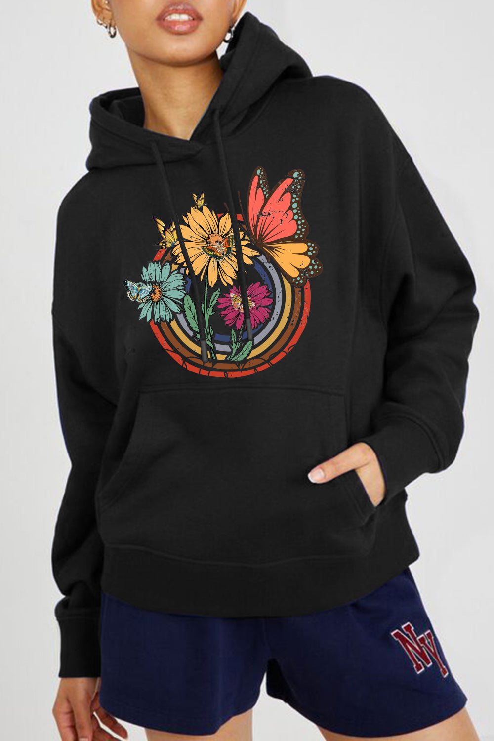 Simply Love Simply Love Full Size Butterfly and Flower Graphic Hoodie