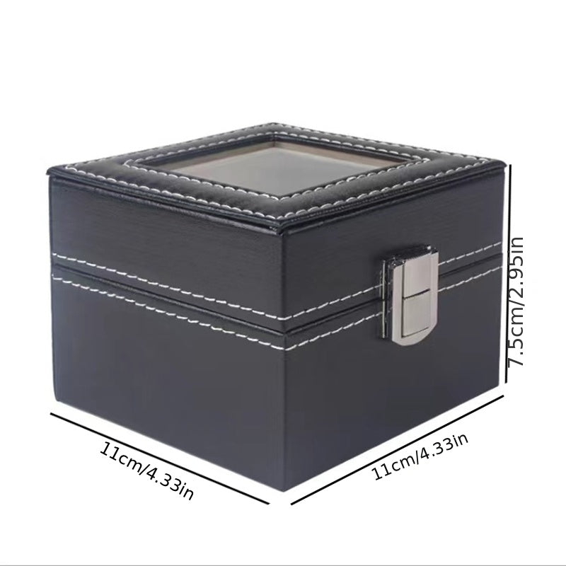 1pc Double Layer Leather Watch and Jewelry Storage Box with 12 Slots - Keep Your Valuables Organized and Secure