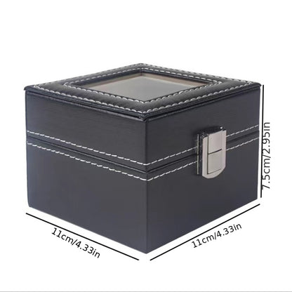 1pc Double Layer Leather Watch and Jewelry Storage Box with 12 Slots - Keep Your Valuables Organized and Secure