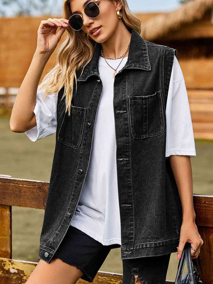 Gilet en jean boutonné