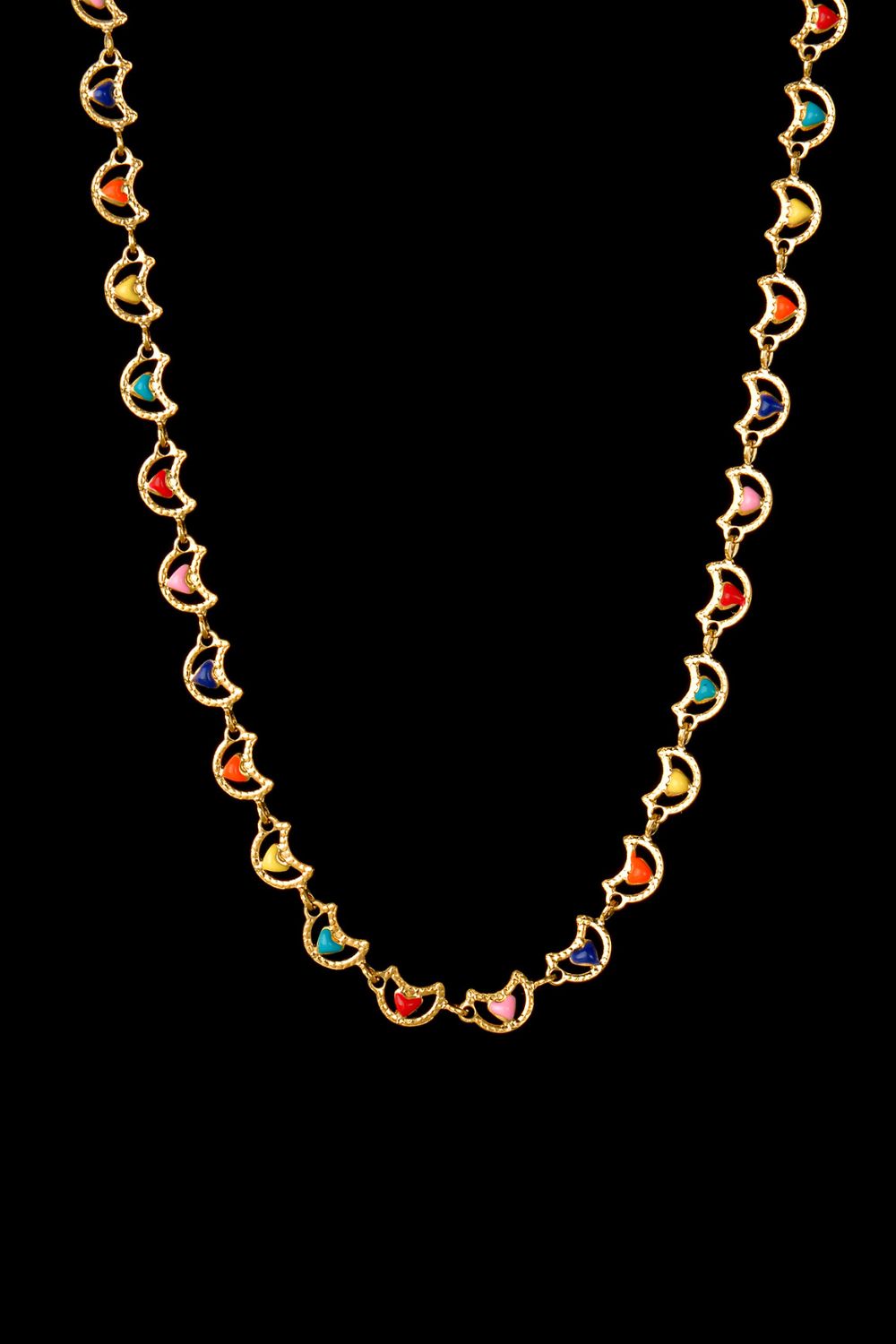 Collier en acier inoxydable coeur multicolore