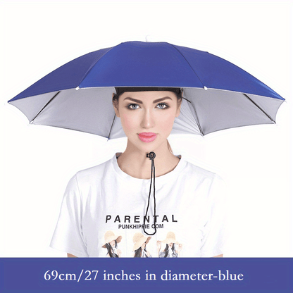 Stay Protected from the Elements with this Lightweight Hat Umbrella - 27in/69cm Diameter, Dual-use for Rain or Shine!