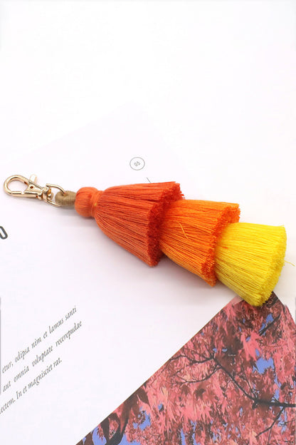 Assorted 4-Pack Multicolored Fringe Keychain