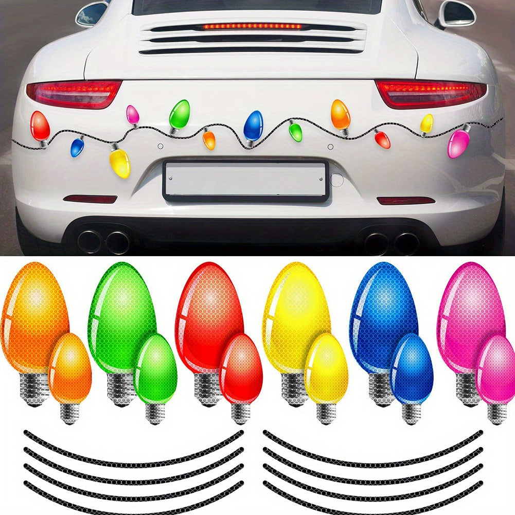 20 Piece Reflective Car Magnet Set - 12 Lights Bulb Magnets for Holiday Parties, Garages & More - Includes 8 Magnet Wires!