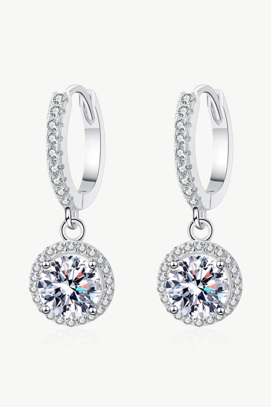 Boucles d'oreilles pendantes rondes en moissanite