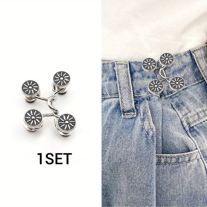 1 Set Of Pant Waist Tightener Instant Jean Buttons For Loose Jeans Pants Clips For Waist Detachable Jean Buttons Pins No Sewing Waistband Tightener