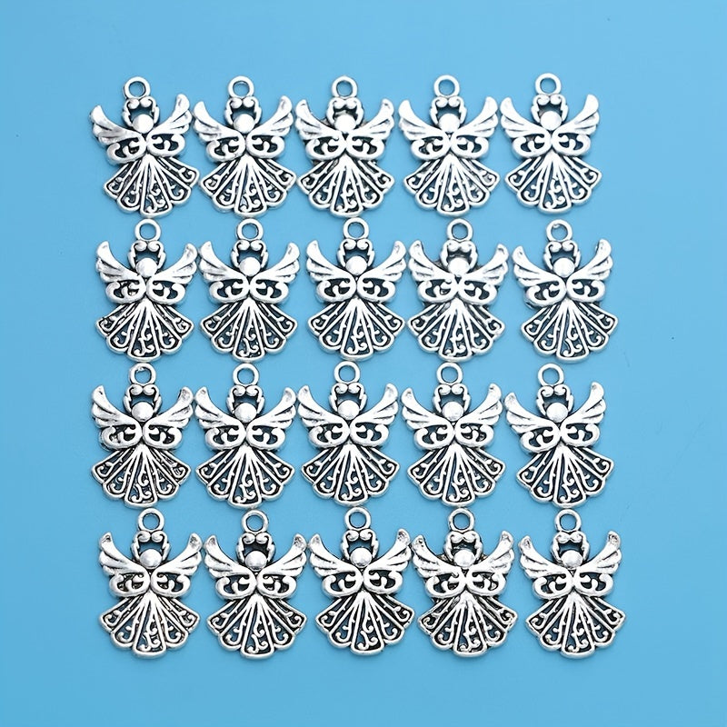 20Pcs Silver Plated Angel Fairy Charms Pendants For Bracelet Jewelry Making DIY Handmade Craft 21x14mm