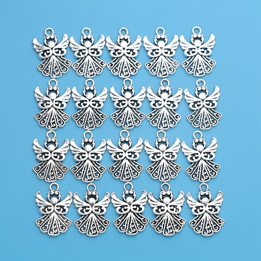 20Pcs Silver Plated Angel Fairy Charms Pendants For Bracelet Jewelry Making DIY Handmade Craft 21x14mm