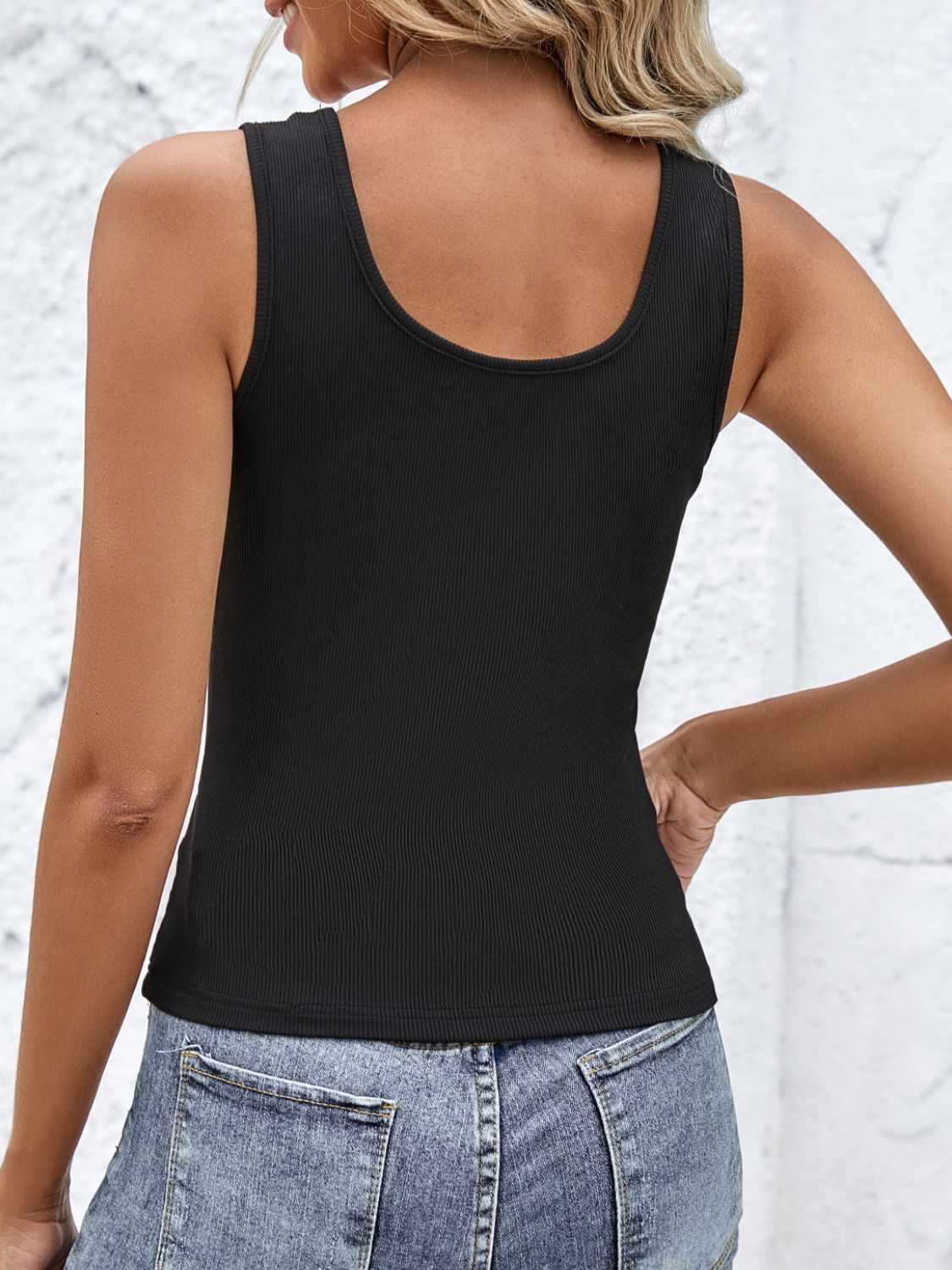 Strappy Round Neck Ribbed Tank