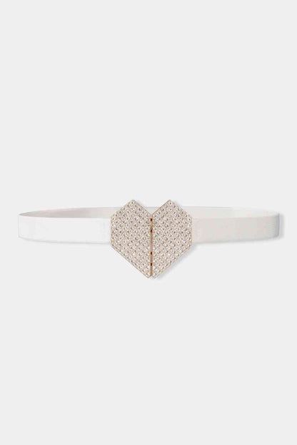 Ceinture élastique à boucle coeur en strass