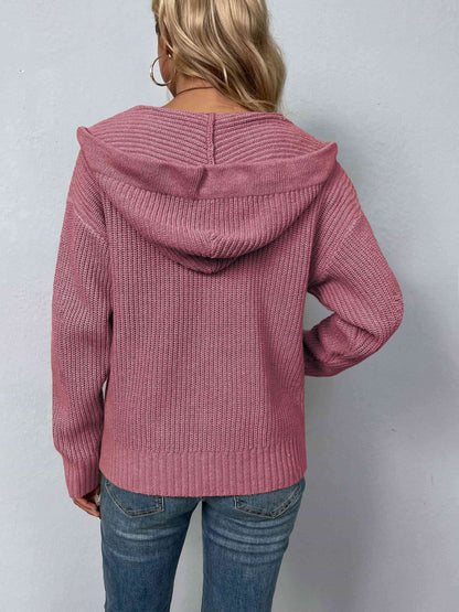 Cardigan à capuche zippé avec cordon de serrage