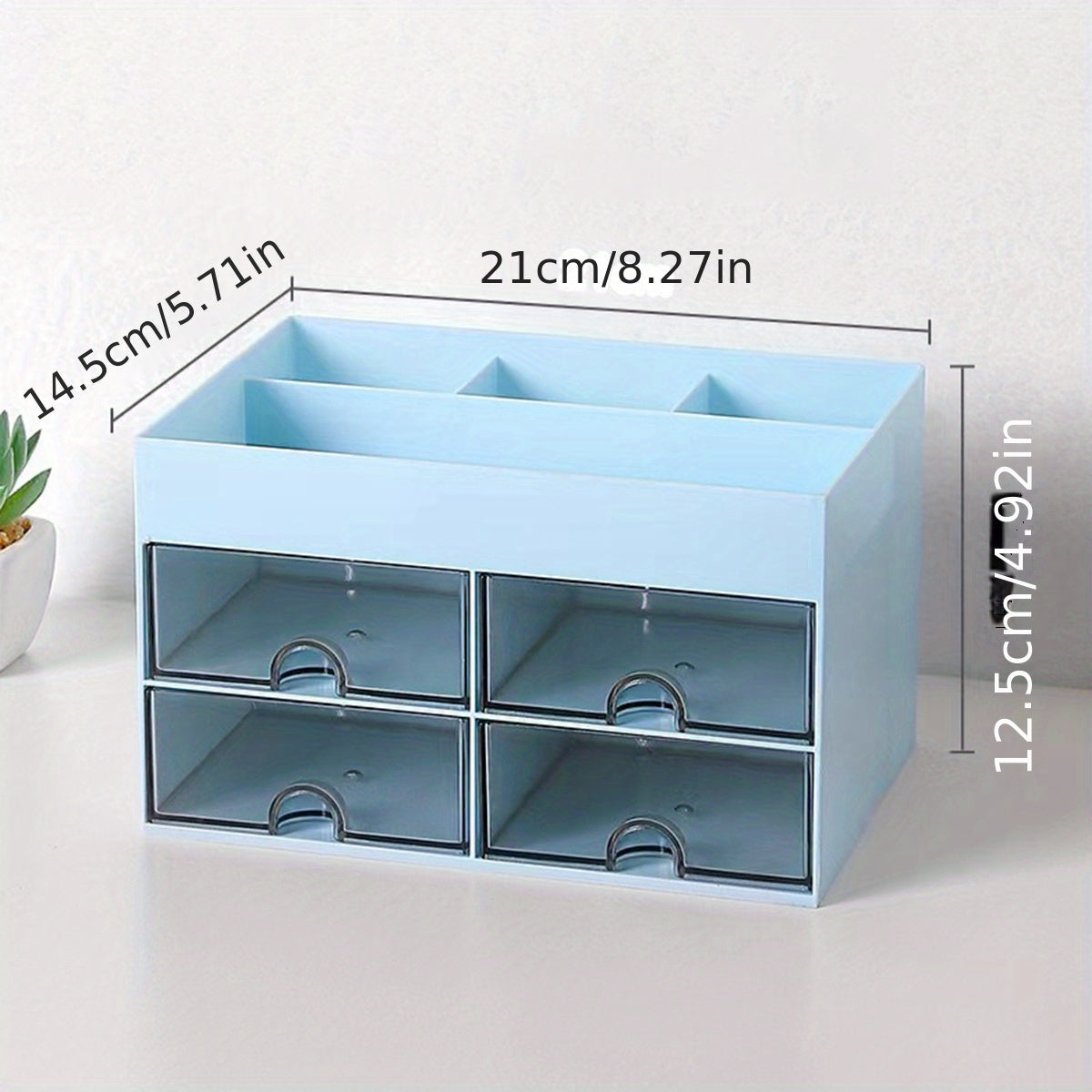 4 Drawer Desktop Makeup Organizer with Drawer - Stylish Desk Caddy for Makeup, Brushes, and Skincare Products - Efficient Storage Solution for Office and Home