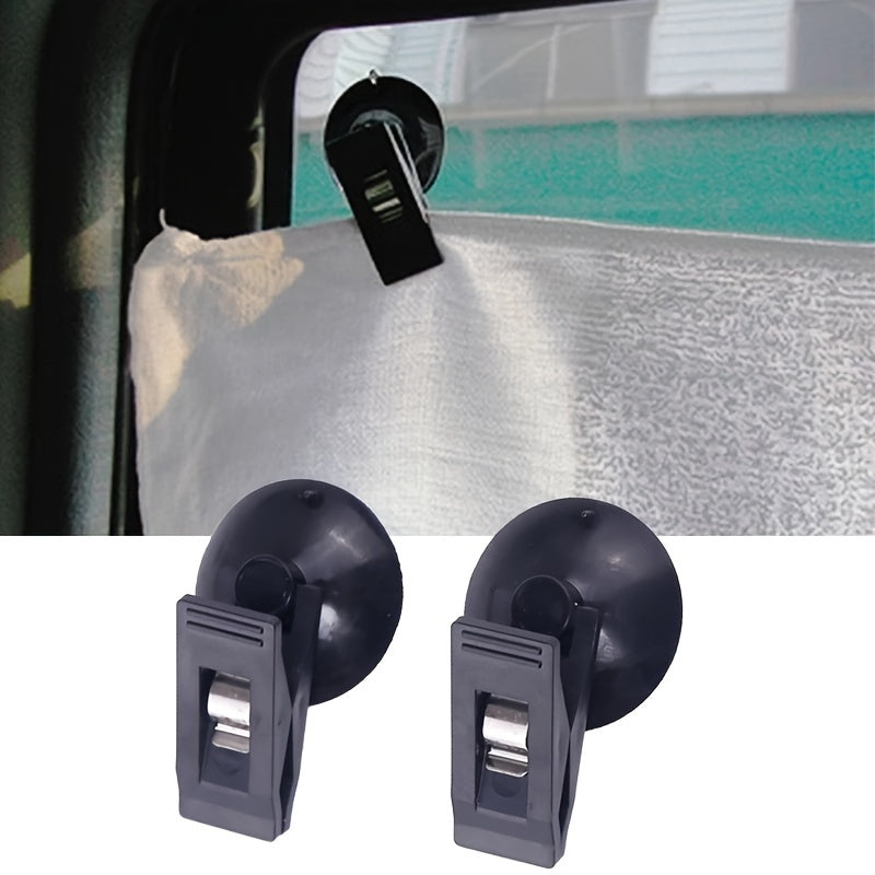 2pcs Portable Car Suction Cup Clip - Removable Holder For Sunshade Curtain, Interior Window, Ticket & More!