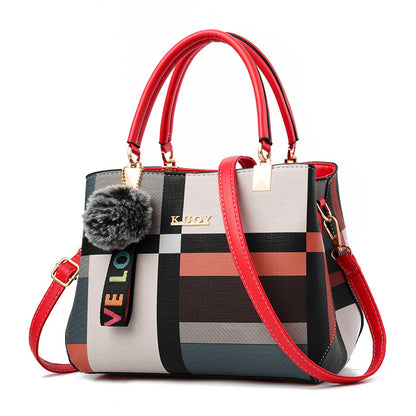 Sac cartable élégant à motif à carreaux – Sac à main à double poignée color block pour sac à bandoulière tendance pour femme 