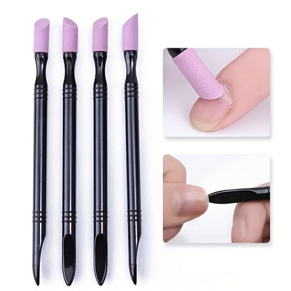 5 Pcs Nail Cuticle Remover Sanding Nail Art File Pen Nail Cuticle Pusher Nail Beauty Manicure Tools