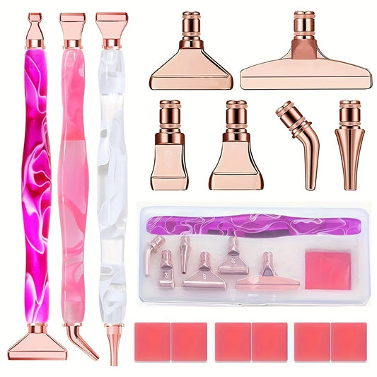 14pcs/set Ergonomic Diamond Painting Pen with Exquisite Metal Tips, Comfort Grip, and 6 Glue Clay - Faster Crafting and Precise Results