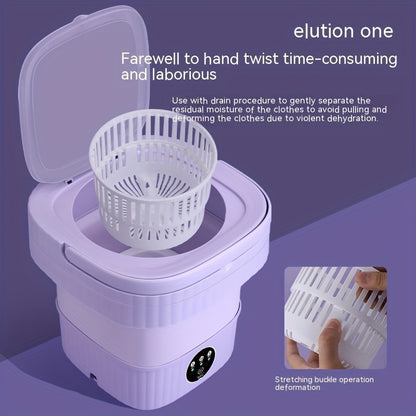 (US Plug) Mini Folding Washing Machine, Small Washing & Dry In One Thin Clothes Towel Baby Clothes Dormitory Washing Socks Tool