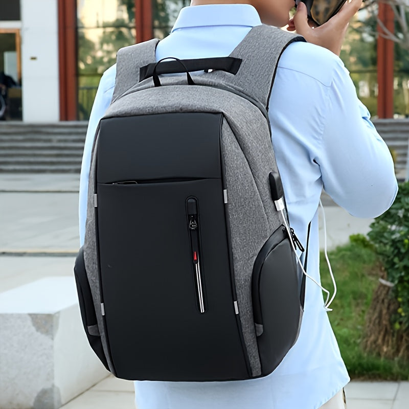 1pc Men's Anti-theft Bag Laptop Backpack, Large Capacity Business Bag For Travel, USB Charging Backpack