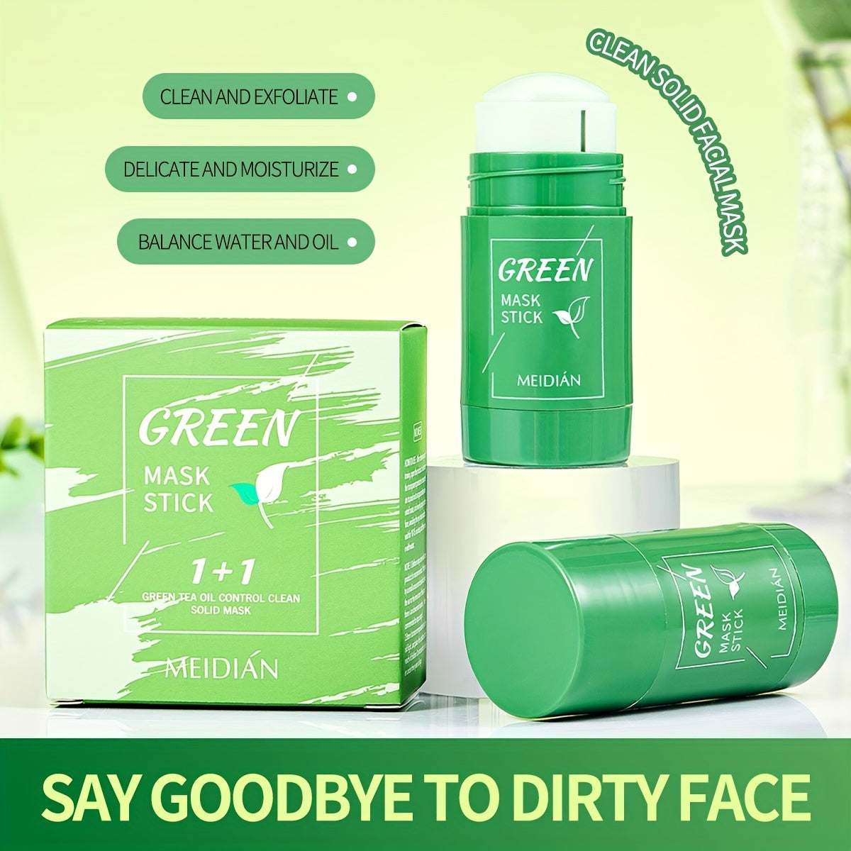 2pcs, 4pcs, Deep Cleansing Green Tea Mask Stick, Green Mask Stick Blackhead Removing, Facial Hydrating, Deep Pore Cleansing, Blackhead Removing Green Tea Mask For All Skin Types