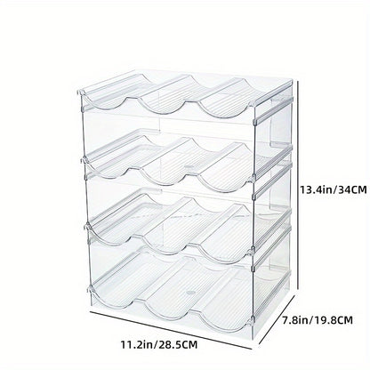 3-Bottle Stackable Water Bottle Organizer - Clear Storage Holder for Kitchen Cabinet, Countertop, Fridge & Pantry