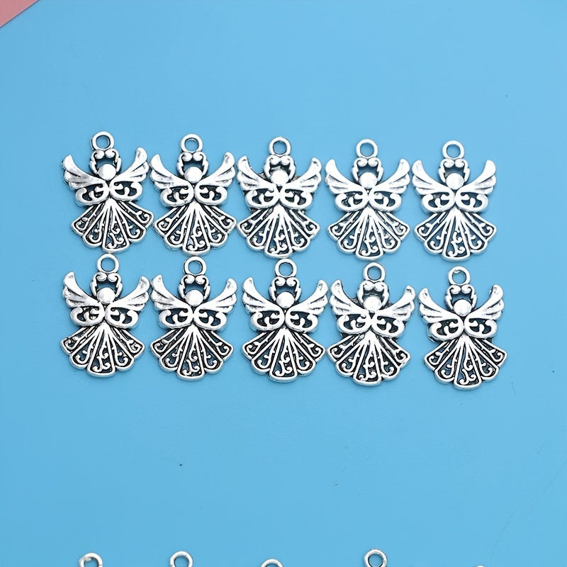 20Pcs Silver Plated Angel Fairy Charms Pendants For Bracelet Jewelry Making DIY Handmade Craft 21x14mm