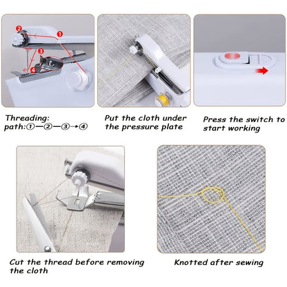 1PC Handheld Sewing Machine Mini Sewing Machines,Portable Sewing Machine Quick Handheld Stitch Tool For Fabric, Cloth, Clothing (battery Not Included)