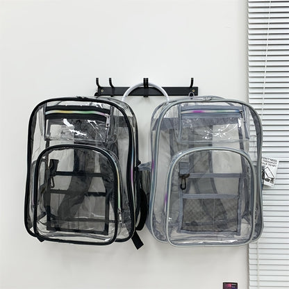 1pc Heavy Duty Clear Backpack: Perfect for School, Work, Stadiums, and Travel!