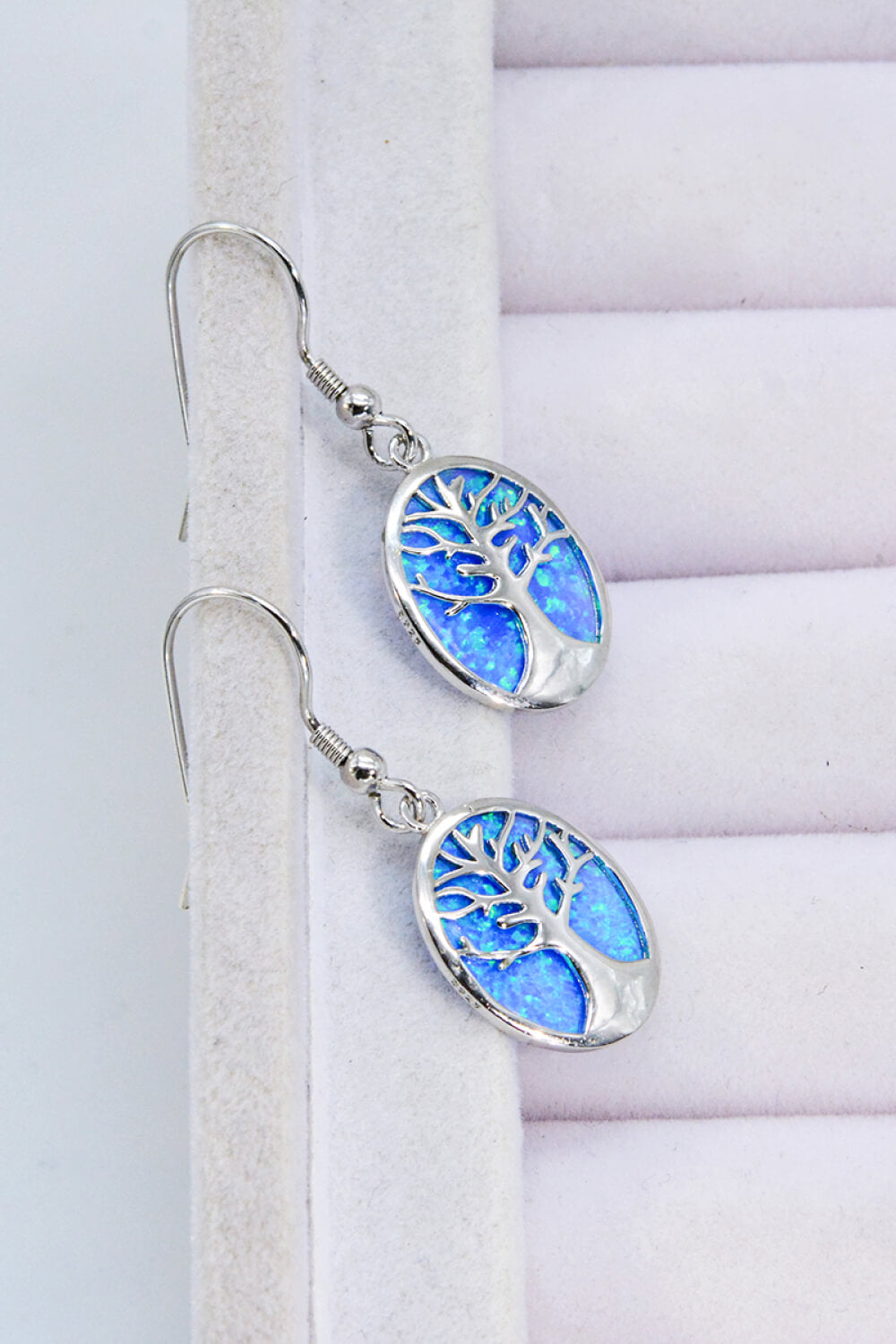 Opal Blue Platinum-Plated Drop Earrings