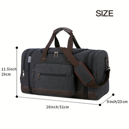 Zipper Duffel Bag, Canvas Travel Storage Bag, Versatile Large Weekender Overnight Bag