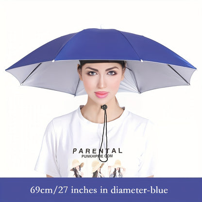 Stay Protected from the Elements with this Lightweight Hat Umbrella - 27in/69cm Diameter, Dual-use for Rain or Shine!