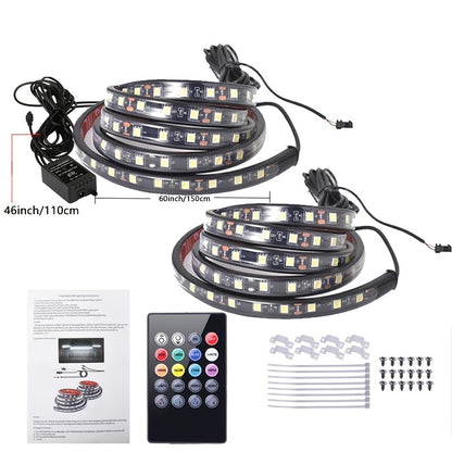 2Pcs 60'' RGB Truck Bed Lights Strip Kit, IP65 Waterproof 12V RGB Light Strips Wireless Remote Control Color Changing Truck LED Lights For Truck