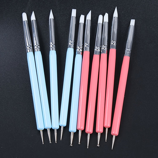 5pcs Mark Silicone Soft Head Double Point Drill Pen Set - Perfect for Clay Sculpting, Nail Art, UV Gel Drawing & More!