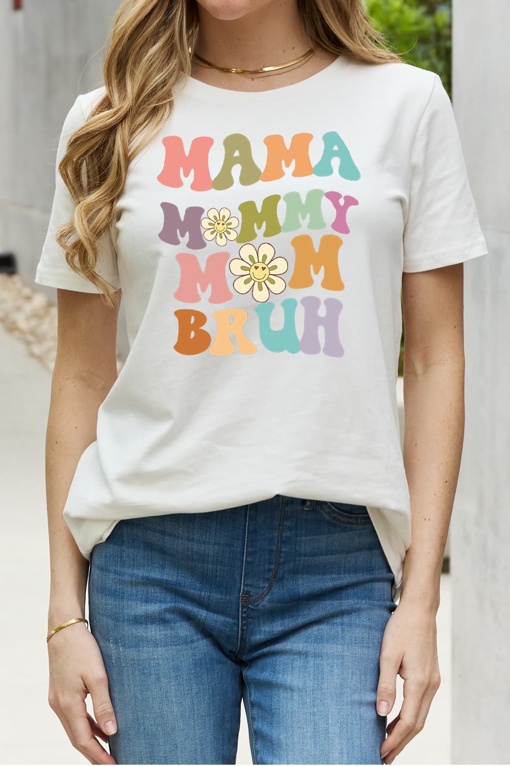 Simply Love T-shirt en coton graphique MAMA MY MOM BRUH pleine taille