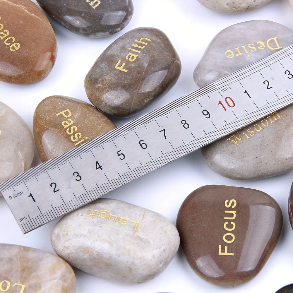 25pcs/pack Engraved Inspirational Stones, 1-2 Inch Different Words Encouragement Stones Gift For Friends, DIY Rocks For Craft Healing Stones For Home Decor