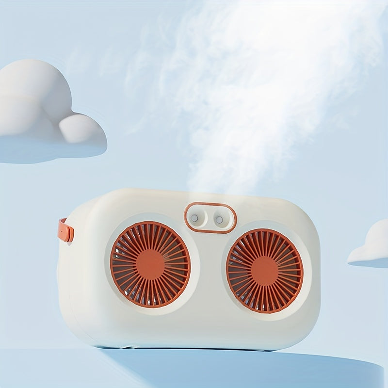 Stay Cool & Comfortable Anywhere: Portable Air Conditioner & Rechargeable Desktop Fan with 2 Humidified Spray Heads