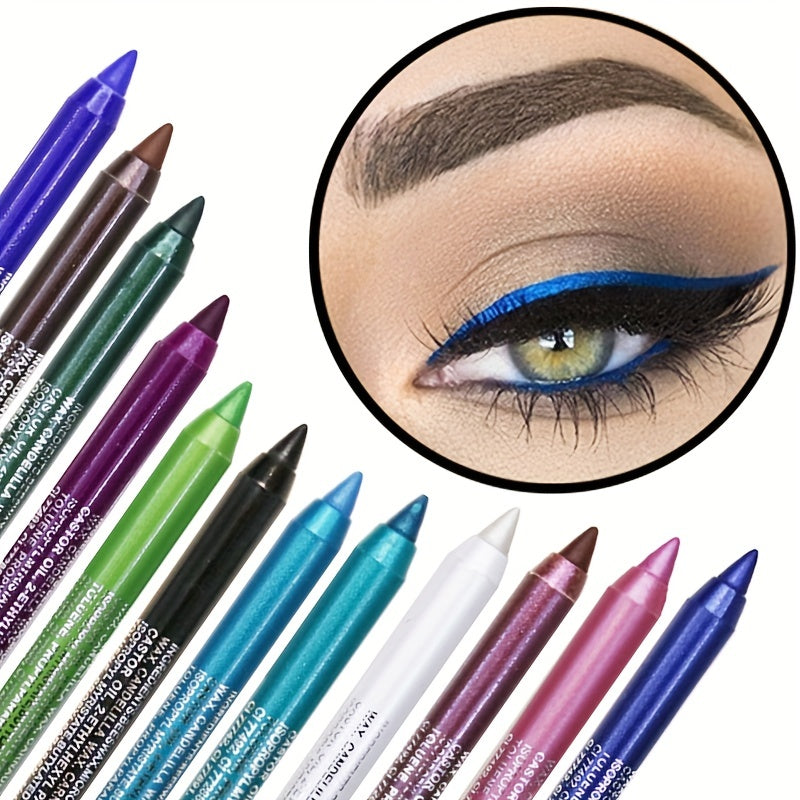 14-Color Eyeliner Palette: Highly Pigmented Pearly Shimmer & Metallic Finishes for Smokey Punk Gothic Look & Long-Lasting Waterproof Stick