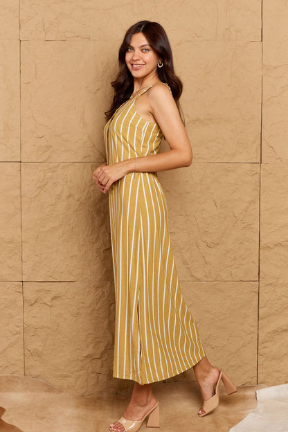 OOTD Sweet Talk Stripe Texture Knit Maxi Dress in Mustard