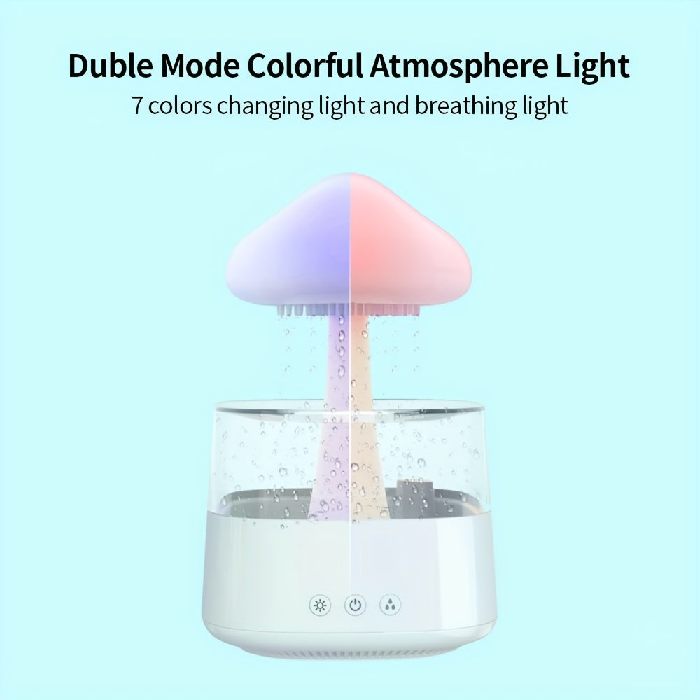 7-Color LED Night Light Rain Cloud Humidifier: Cute Humidifier & Oil Diffuser for Bedroom & Desk - Helps You Sleep & Relax with the Sound of Rain!