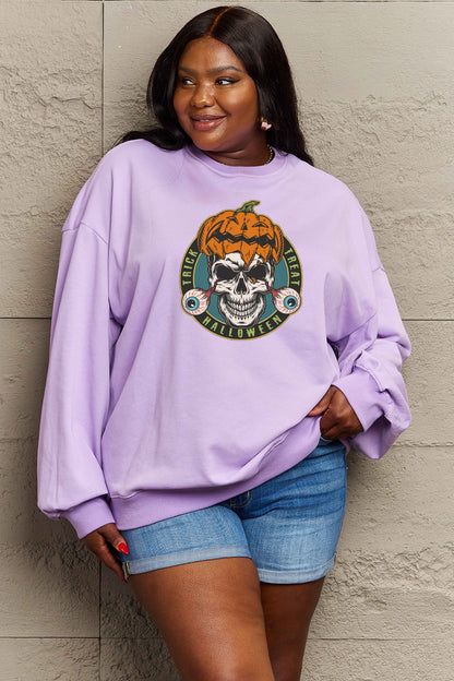 Simply Love Full Size Skull Graphic Sweatshirt