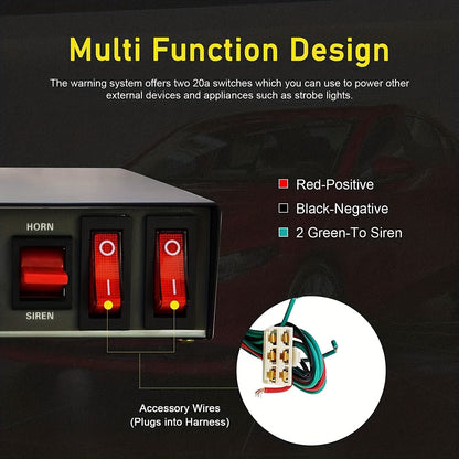 200W 12V PA System with 9 Tones - Perfect for Police, Ambulance, Firefighting & Construction Vehicles!